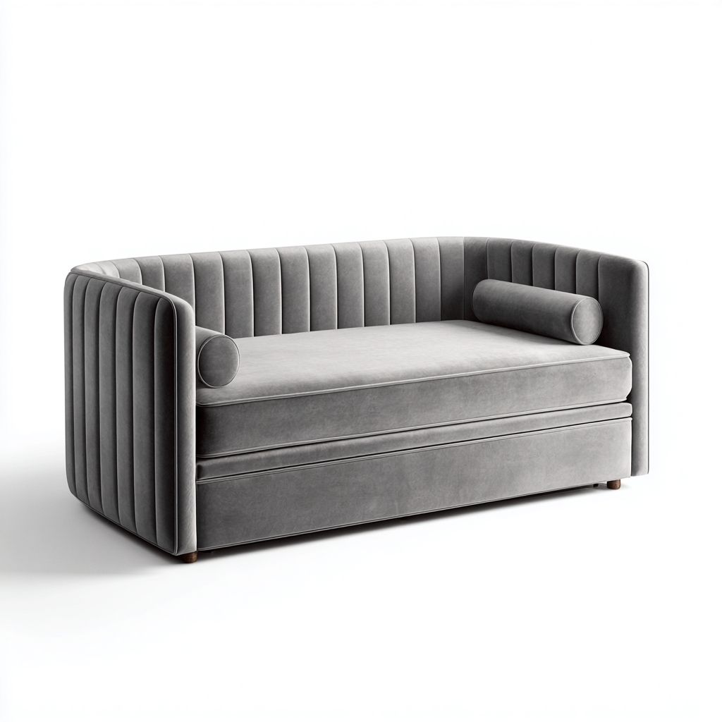 Schlafsofa - Samtpolsterung - 190x85x80 cm - Hellgrau - Elegantes Design mit Stauraumfunktion-Warmthena