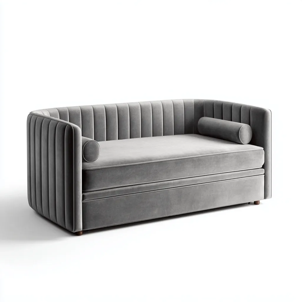 Schlafsofa - Samtpolsterung - 190x85x80 cm - Hellgrau - Elegantes Design mit Stauraumfunktion-Warmthena