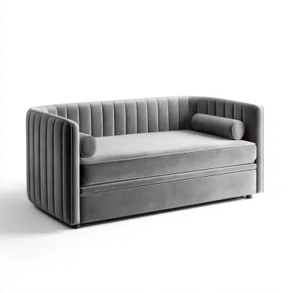 Schlafsofa - Samtpolsterung - 190x85x80 cm - Hellgrau - Elegantes Design mit Stauraumfunktion-Warmthena