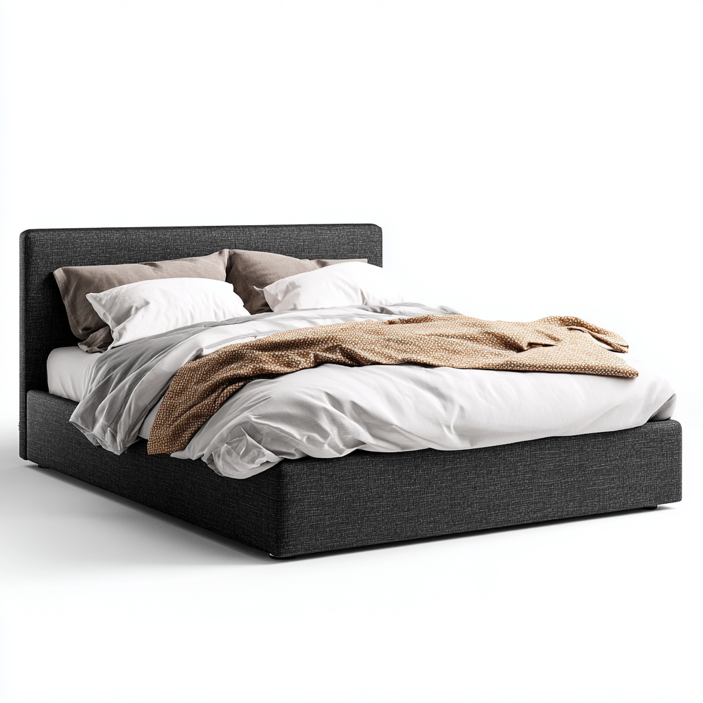 Doppelbett mit Stoffbezug und Stauraum - 200x160x95 cm - dunkelgrau - modernes Design-Warmthena