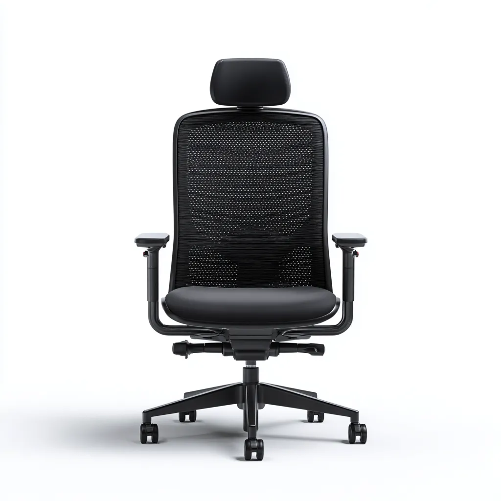 Bürostuhl aus Mesh und Metall 68x68x120 cm - schwarz - ergonomisches Design mit Kopfstütze - mit Rollen-Warmthena