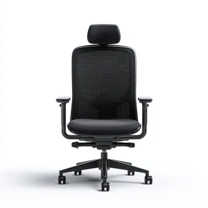 Bürostuhl aus Mesh und Metall 68x68x120 cm - schwarz - ergonomisches Design mit Kopfstütze - mit Rollen-Warmthena