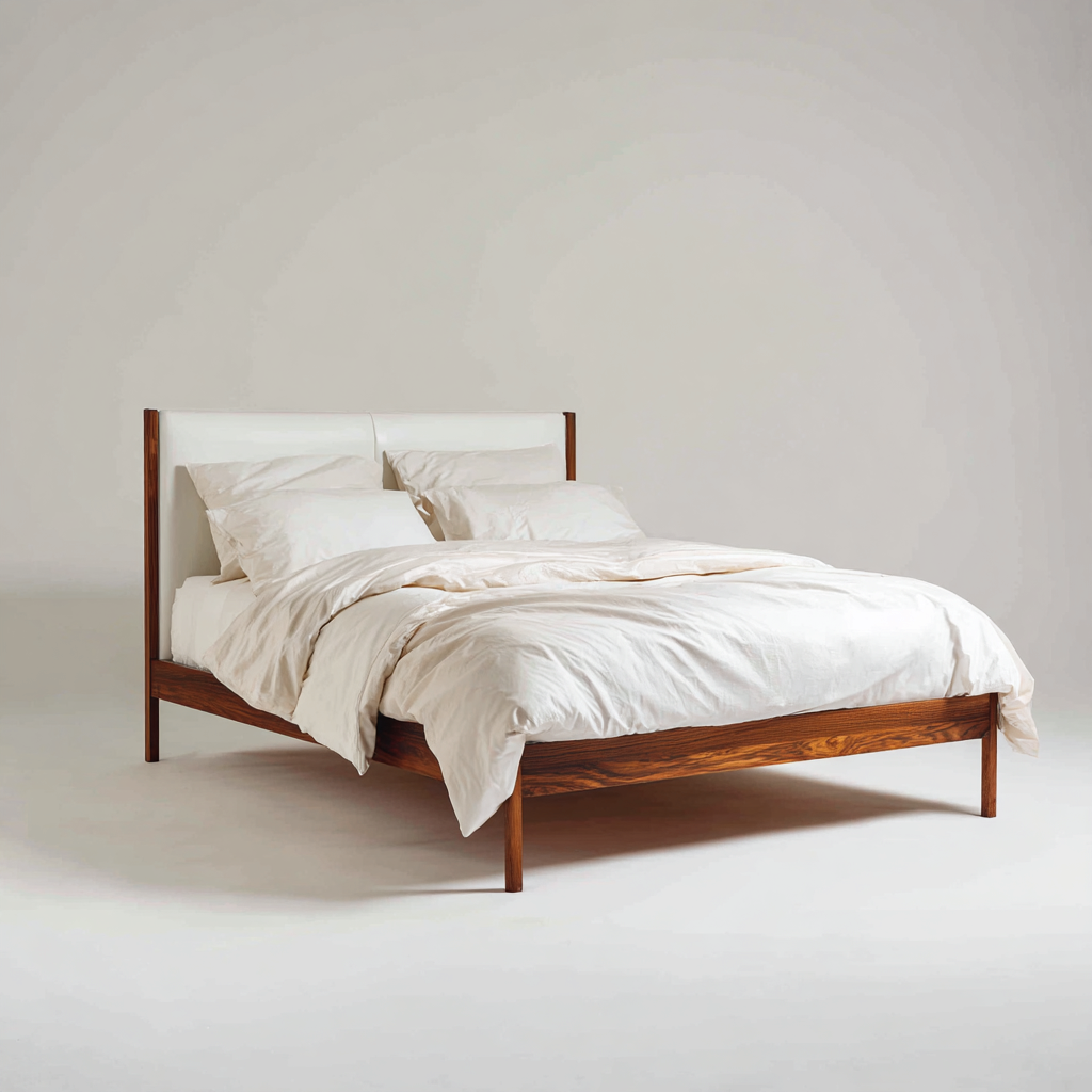 Doppelbett Holz 200x160x100 cm - Walnuss-Weiß - modernes Design-Warmthena