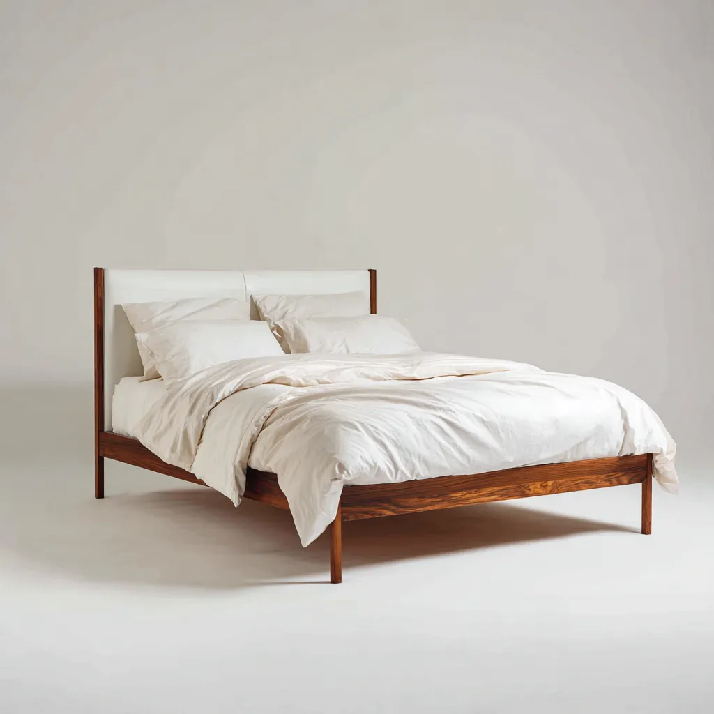 Doppelbett Holz 200x160x100 cm - Walnuss-Weiß - modernes Design-Warmthena