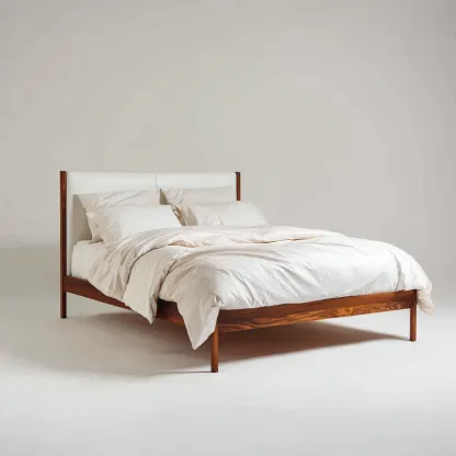 Doppelbett Holz 200x160x100 cm - Walnuss-Weiß - modernes Design-Warmthena