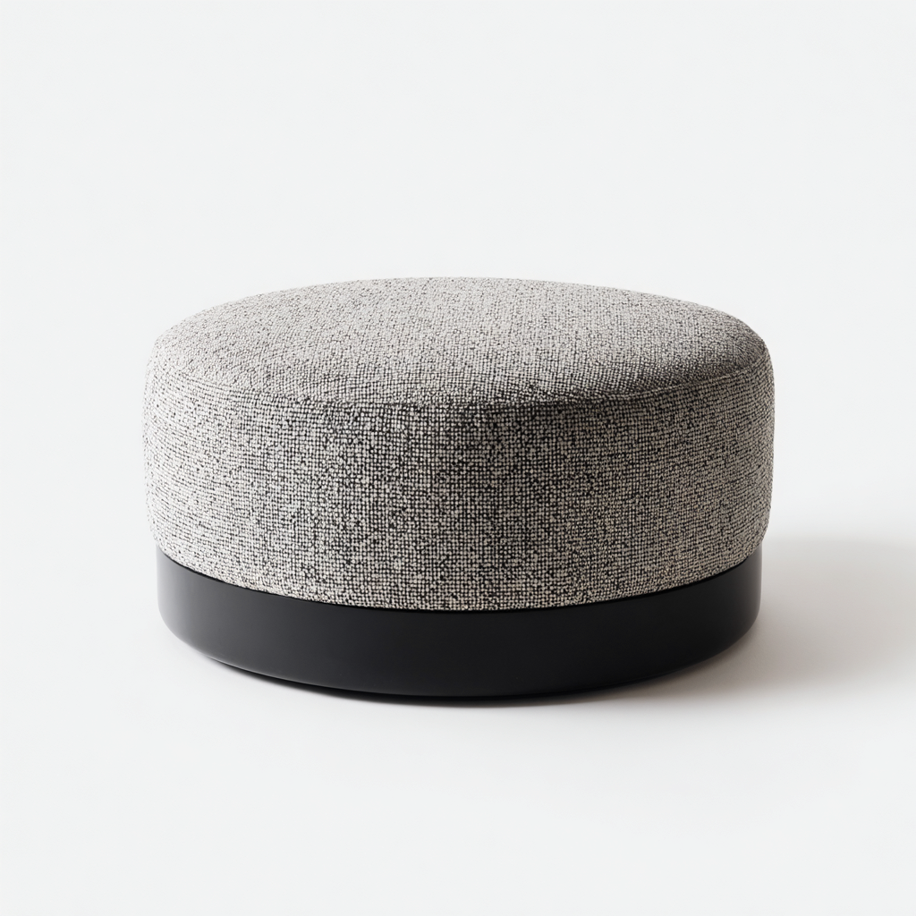 Fußhocker - Stoffbezug mit stabilem Sockel - 70x70x40 cm - Grau-Schwarz - Zeitlos modernes Design-Warmthena