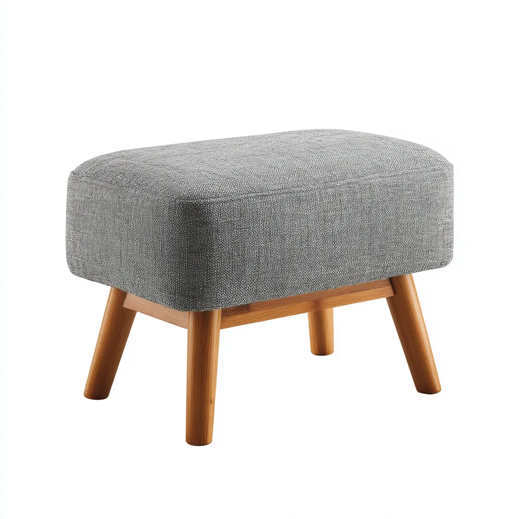 Fußhocker Holz und Stoff 50x35x40 cm - Grau - Modernes Design mit Massivholzbeinen-Warmthena