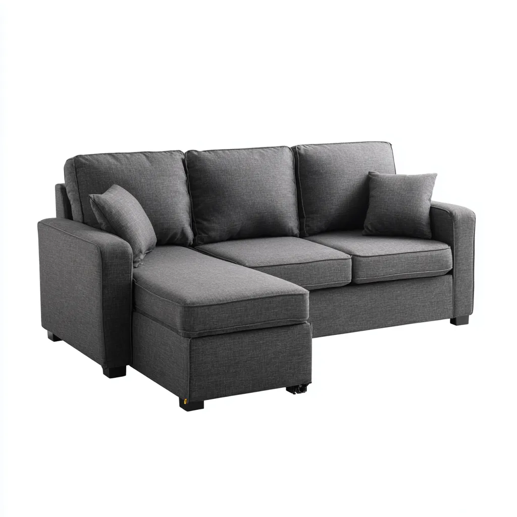 Ecksofa - Stoffpolsterung - 245x155x90 cm - Dunkelgrau - Mit Stauraum und Schlafoption-Warmthena