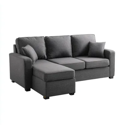 Ecksofa - Stoffpolsterung - 245x155x90 cm - Dunkelgrau - Mit Stauraum und Schlafoption-Warmthena