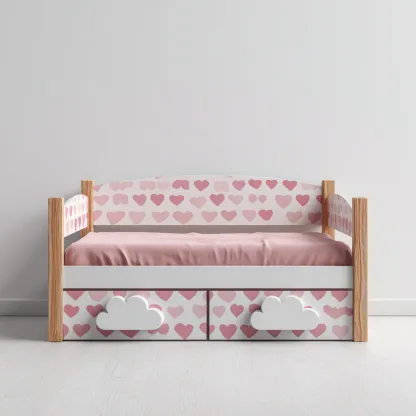 Kinderbett Holz 190x90x85 cm - Weiß-Rosa - Mit Aufbewahrungsschubladen-Warmthena