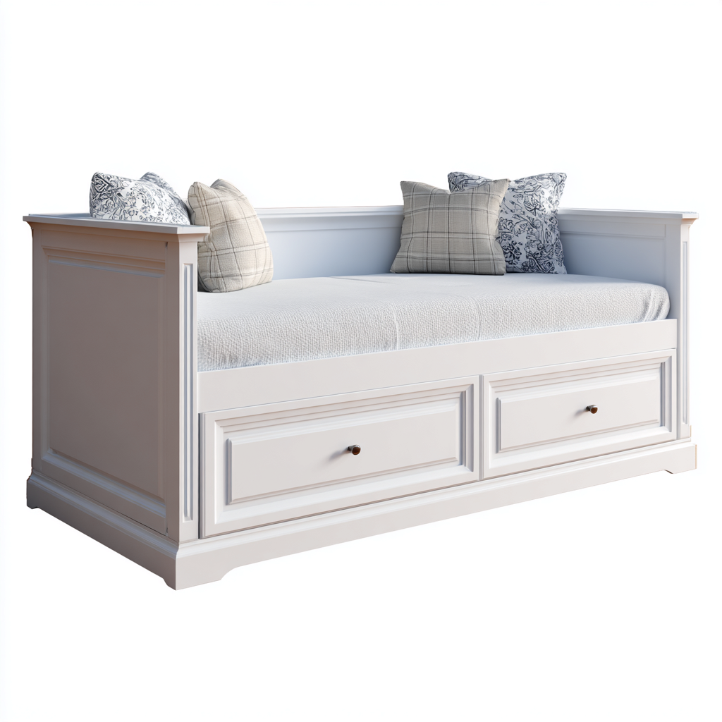 Schlafsofa aus Holz 200x90x90 cm - weiß - klassisches Design mit Stauraum-Warmthena