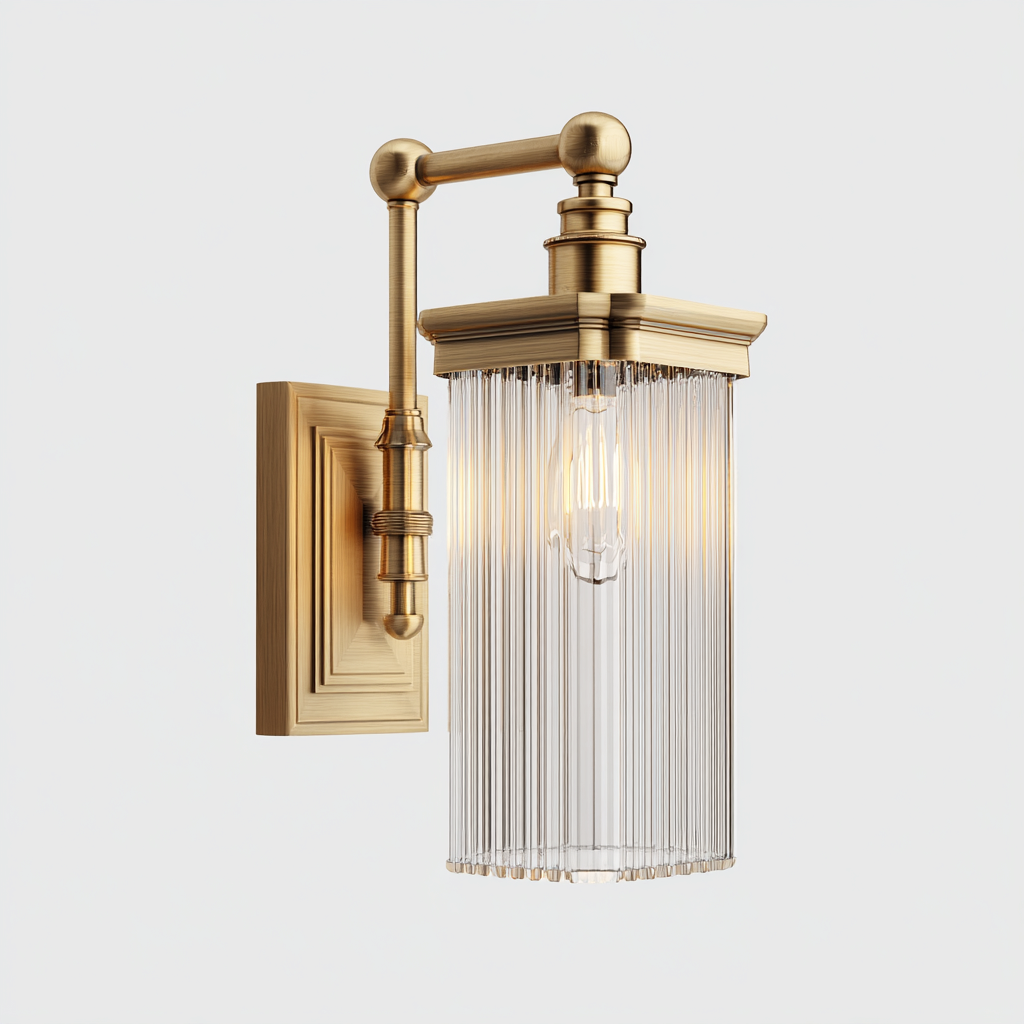 Wandleuchte Metall und Glas 17x20x32 cm - Gold-Transparent - klassisch-Warmthena