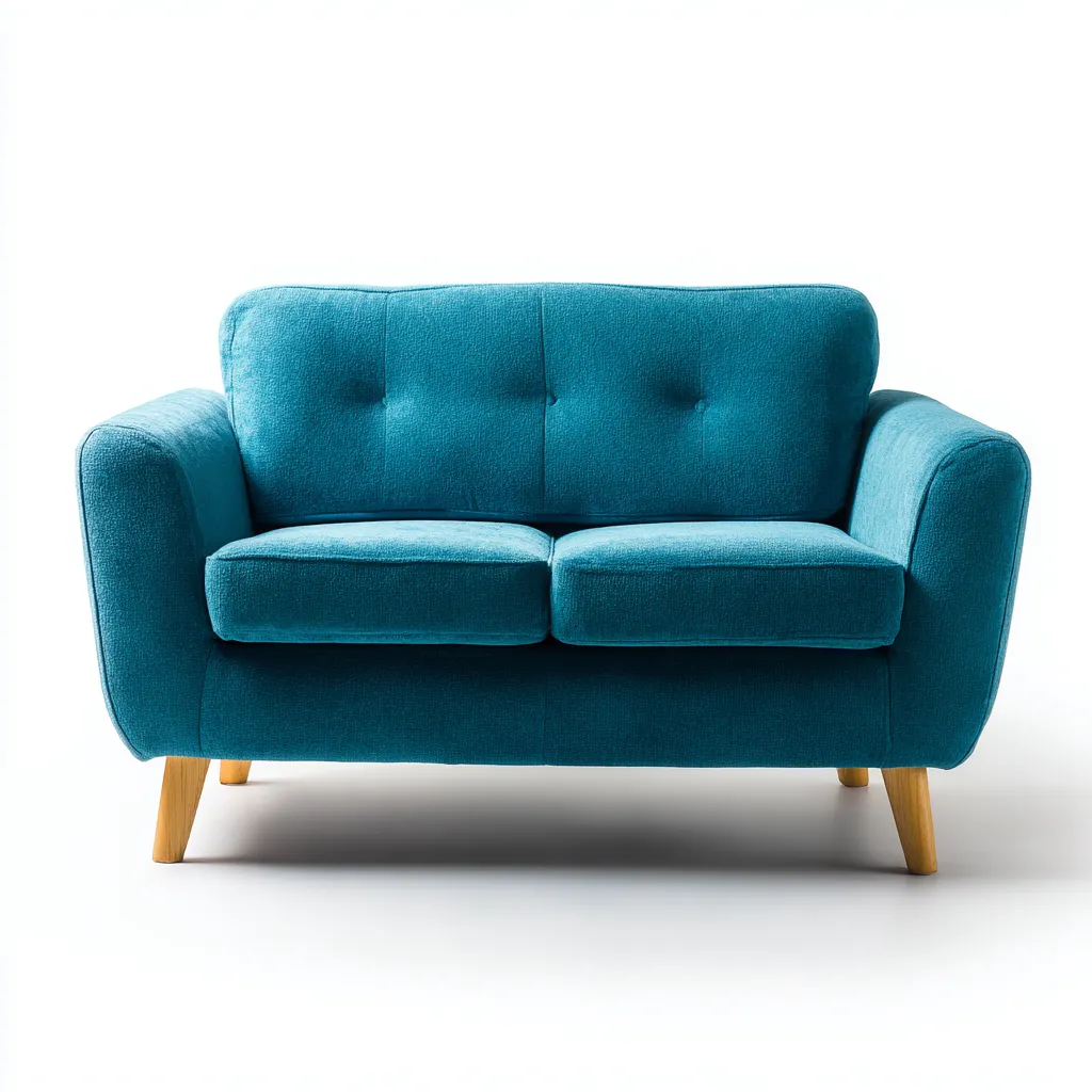 Gerades Sofa aus Stoff 150x85x85 cm - türkis - modernes Design mit Holzfüßen-Warmthena