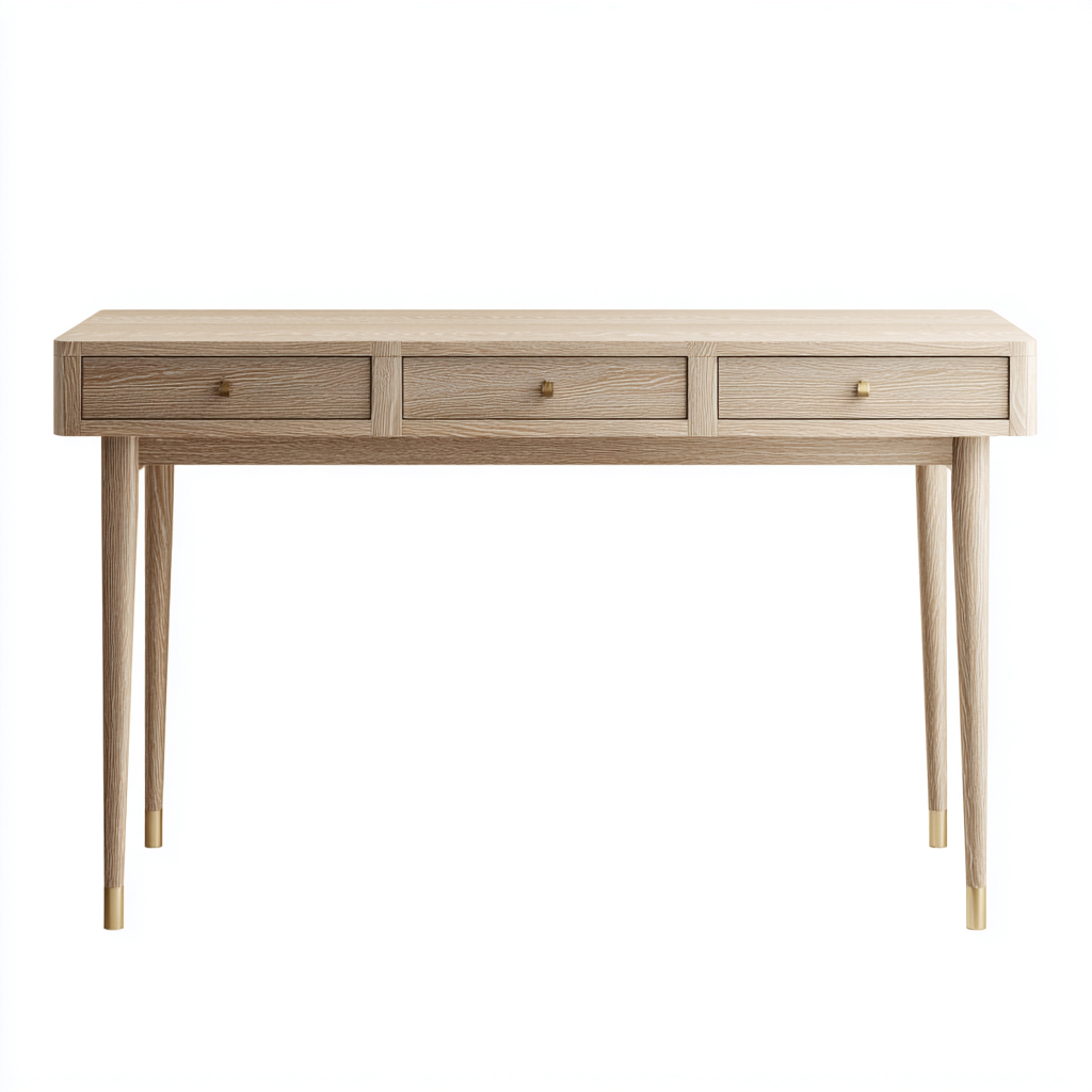 Schreibtisch 120x55x75 cm - Massivholz - naturfarben - skandinavisches Design mit Stauraum-Warmthena