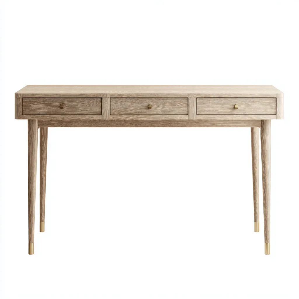 Schreibtisch 120x55x75 cm - Massivholz - naturfarben - skandinavisches Design mit Stauraum-Warmthena