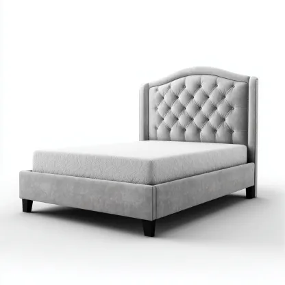 Doppelbett Samt 200x160x115 cm - hellgrau - klassisch - mit Chesterfield-Kopfteil und Holzbeinen-Warmthena