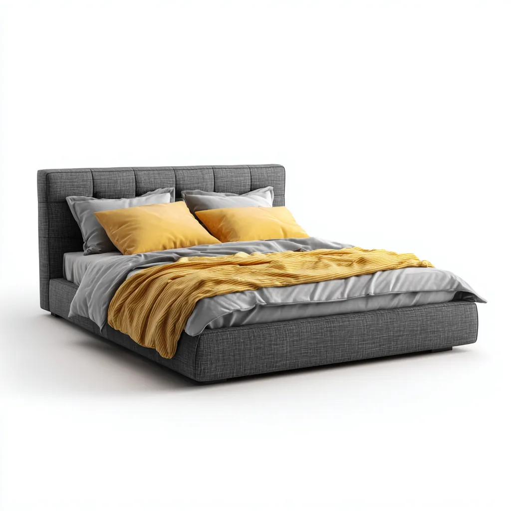 Doppelbett Stoff 200x160x100 cm - dunkelgrau - modern - mit gepolstertem Kopfteil und niedrigem Rahmen-Warmthena