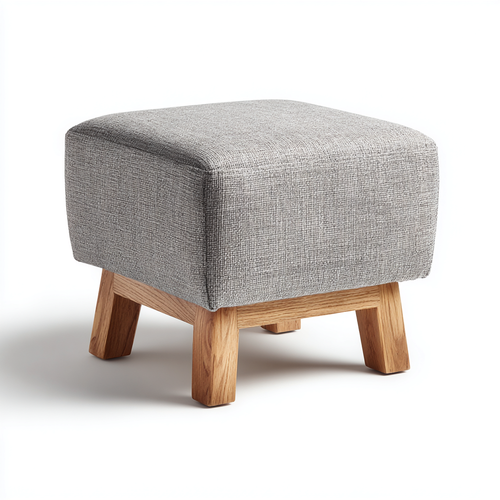 Fußhocker aus Stoff und Holz 40x40x45 cm - hellgrau - modernes skandinavisches Design-Warmthena