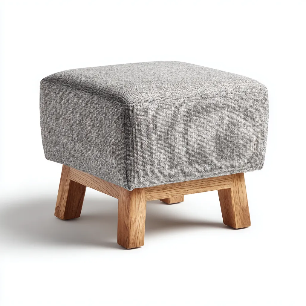 Fußhocker aus Stoff und Holz 40x40x45 cm - hellgrau - modernes skandinavisches Design-Warmthena