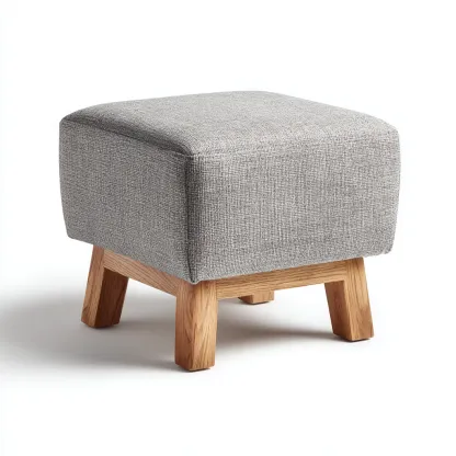 Fußhocker aus Stoff und Holz 40x40x45 cm - hellgrau - modernes skandinavisches Design-Warmthena