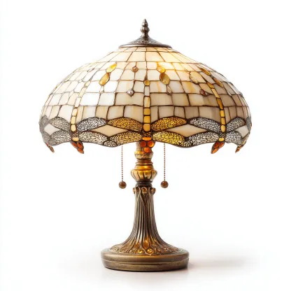 Tischlampe Glas und Metall 35x35x55 cm - Bernstein-Gold - vintage-Warmthena