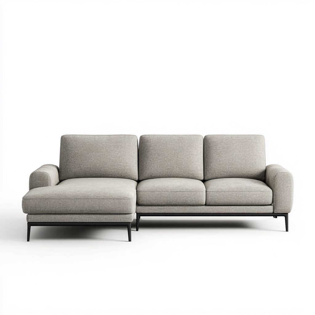 Ecksofa Stoff 270x165x90 cm - beige - modern - mit Metallfüßen und Chaiselongue-Warmthena