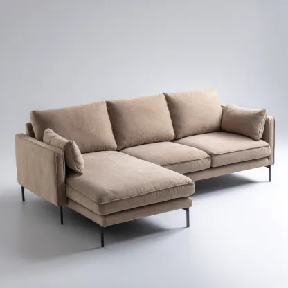 Ecksofa aus Stoff und Metall 260x160x85 cm - hellbraun - modernes Design für Wohnzimmer-Warmthena