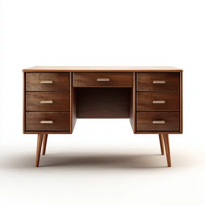 Schreibtisch 130x60x75 cm - Massivholz - dunkelbraun - klassisches Design mit Stauraum-Warmthena