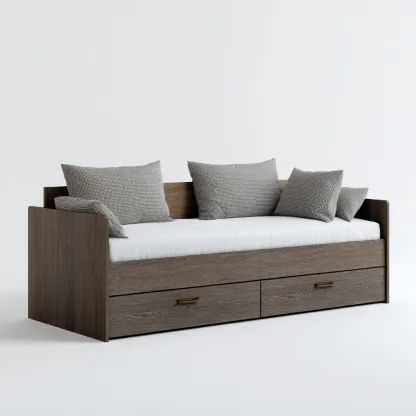 Schlafsofa - Holzwerkstoff - 200x90x75 cm - Dunkelbraun - Mit Stauraum und Kissen-Warmthena