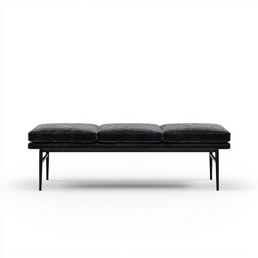 Bank am Bettende Stoff und Metall 140x45x45 cm - Schwarz - modern-Warmthena