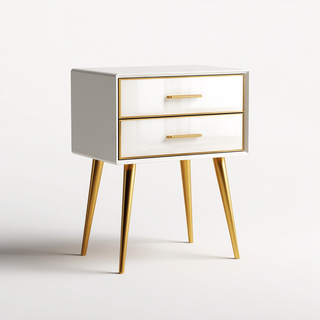 Aktenschrank 45x35x60 cm - Holz und Metall - Weiß-Gold - modern und elegant-Warmthena