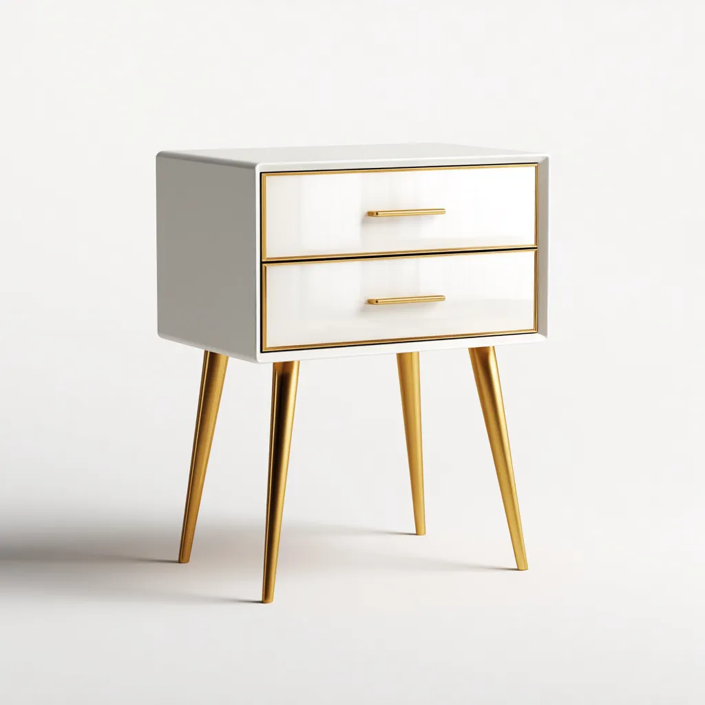 Aktenschrank 45x35x60 cm - Holz und Metall - Weiß-Gold - modern und elegant-Warmthena