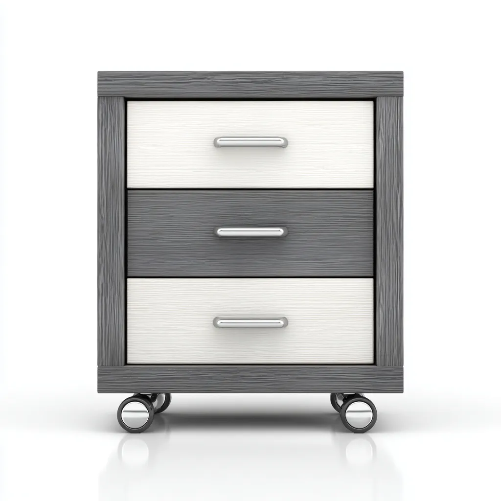 Aktenschrank 45x40x60 cm mit 3 Schubladen - Holzwerkstoff - grau-weiß - mobil auf Rollen - modernes Design-Warmthena