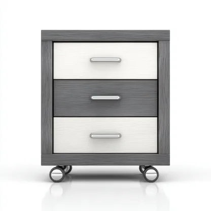 Aktenschrank 45x40x60 cm mit 3 Schubladen - Holzwerkstoff - grau-weiß - mobil auf Rollen - modernes Design-Warmthena