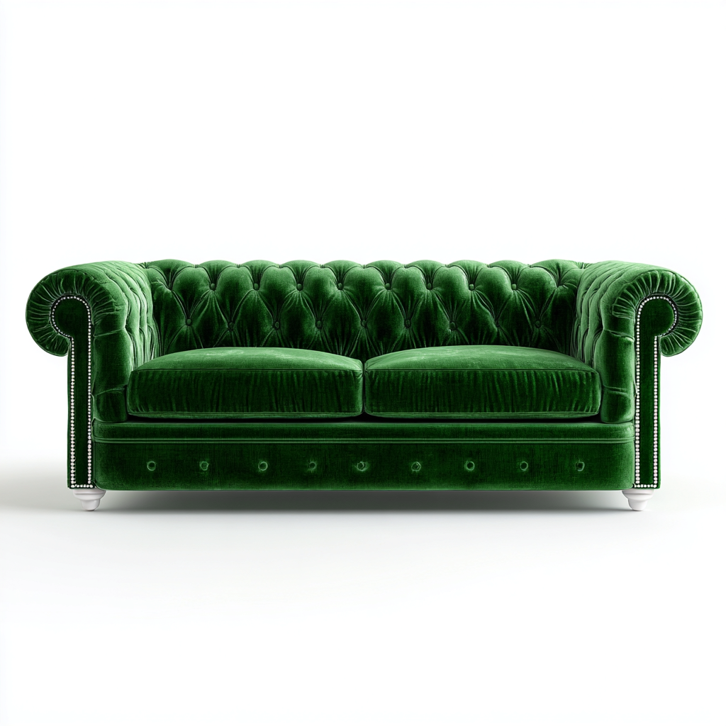 Gerades Sofa aus Samt 200x90x80 cm - smaragdgrün - Chesterfield-Design mit Knopfheftung-Warmthena