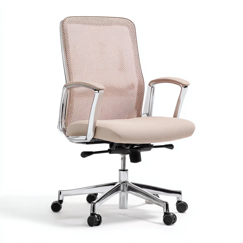 Bürostuhl aus Mesh und Metall 65x65x110 cm - beige - ergonomisches Design - mit Rollen-Warmthena