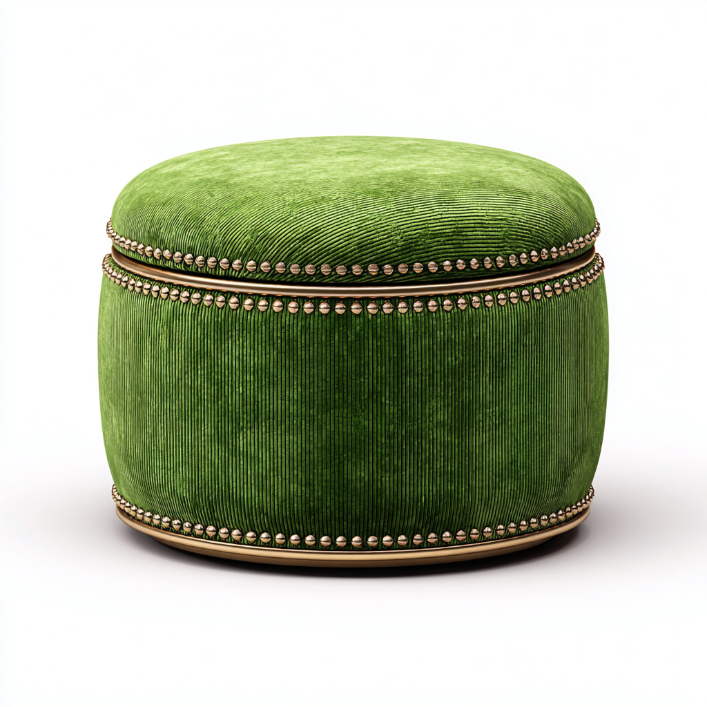 Fußhocker Samt 45x45x42 cm - Grün-Gold - Klassisches Design-Warmthena