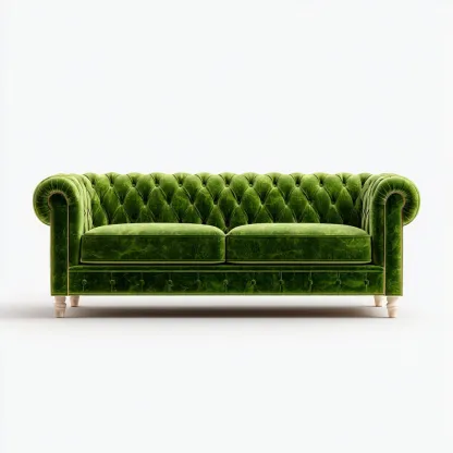 Gerades Sofa - Dreisitzer Sofa aus Samt - 205x95x78 cm - Grün - Klassischer Chesterfield-Stil mit Knopfheftung-Warmthena