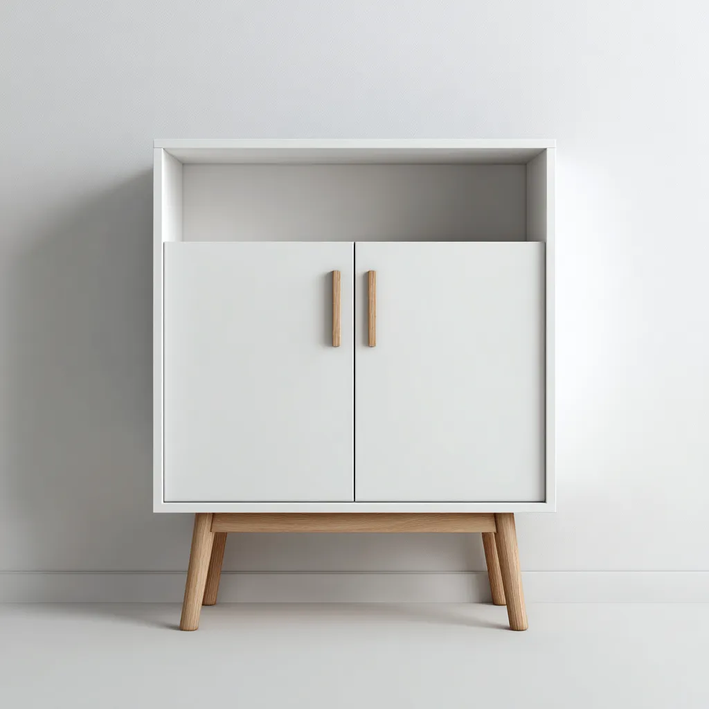 Schuhschrank Holz 70x35x100 cm - Weiß-Natur - modern-Warmthena