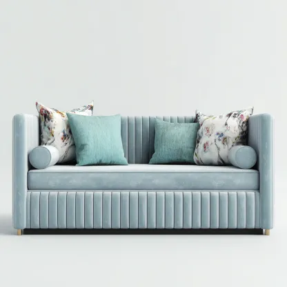 Schlafsofa aus Samt und Holz 200x90x85 cm - hellblau - modernes Design mit komfortabler Polsterung-Warmthena