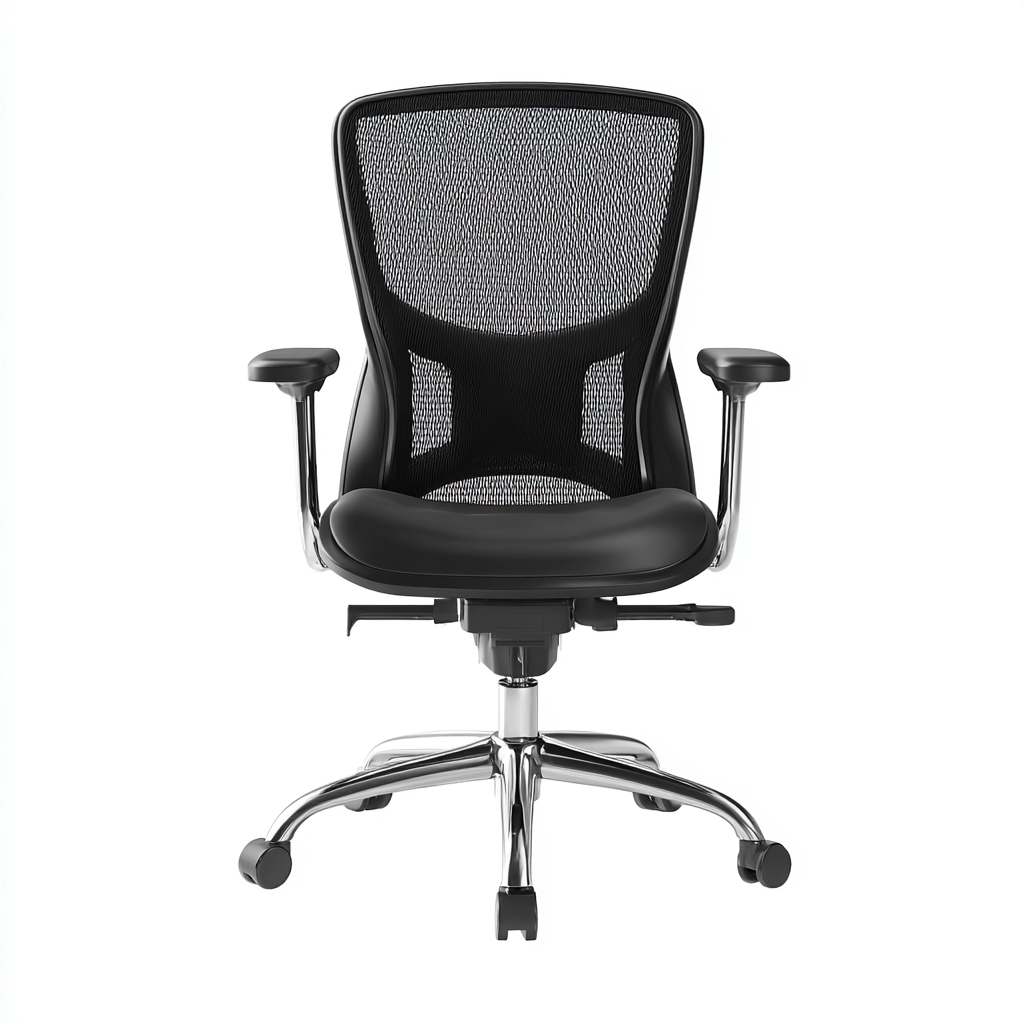 Bürostuhl aus Netzstoff und Metall mit Armlehnen und Rollen - 64x66x112 cm - Schwarz - Ergonomisches Design-Warmthena