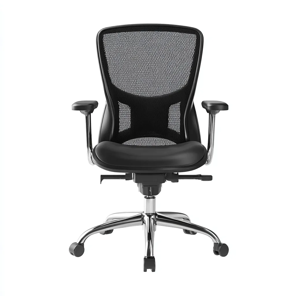 Bürostuhl aus Netzstoff und Metall mit Armlehnen und Rollen - 64x66x112 cm - Schwarz - Ergonomisches Design-Warmthena