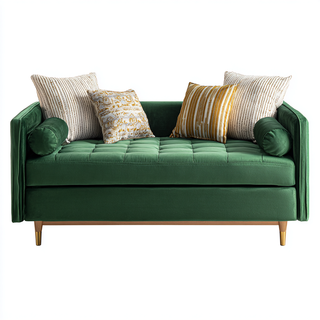 Schlafsofa Samt 200x90x85 cm - smaragdgrün-gold - modern - mit Kissen und Stauraum-Warmthena