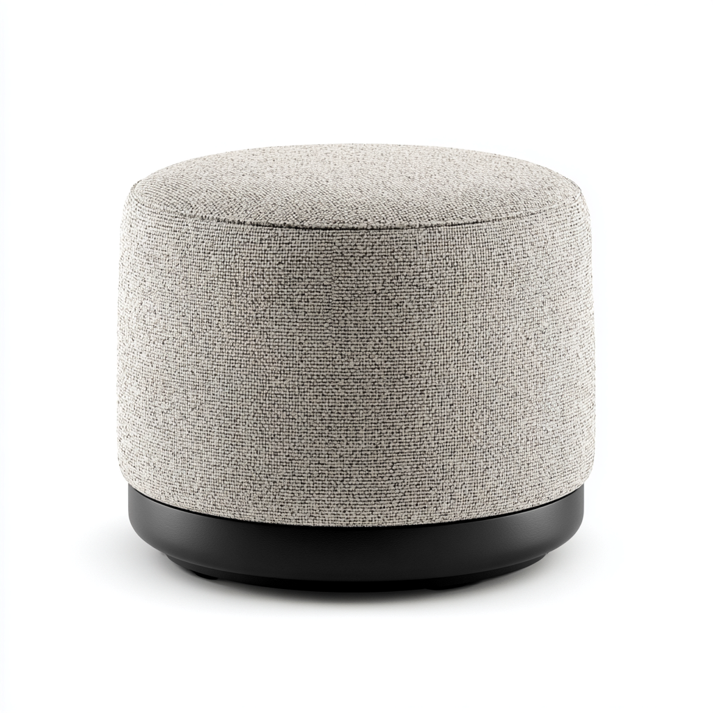 Fußhocker Stoff und Holz 45x45x40 cm - Hellgrau-Schwarz - Modernes Design-Warmthena