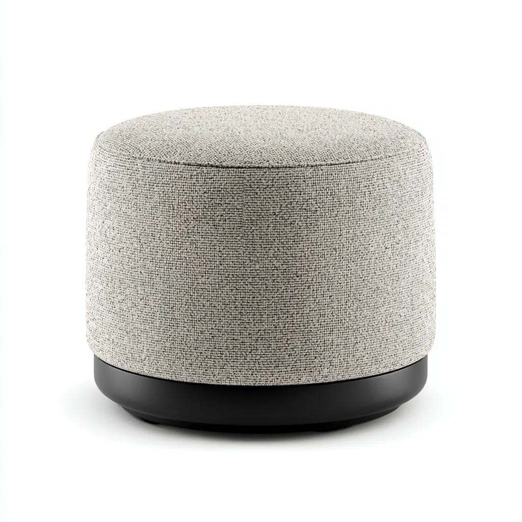 Fußhocker Stoff und Holz 45x45x40 cm - Hellgrau-Schwarz - Modernes Design-Warmthena