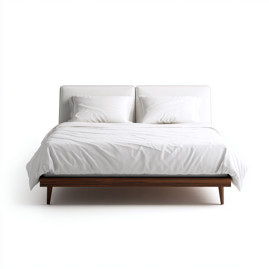 Doppelbett - Kunstleder und Holzrahmen - 200x160x95 cm - Weiß-Nussbaum - Modernes minimalistisches Design-Warmthena