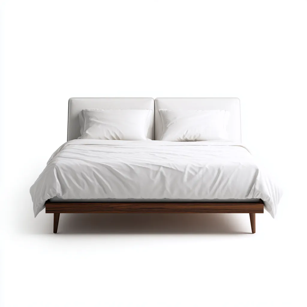 Doppelbett - Kunstleder und Holzrahmen - 200x160x95 cm - Weiß-Nussbaum - Modernes minimalistisches Design-Warmthena