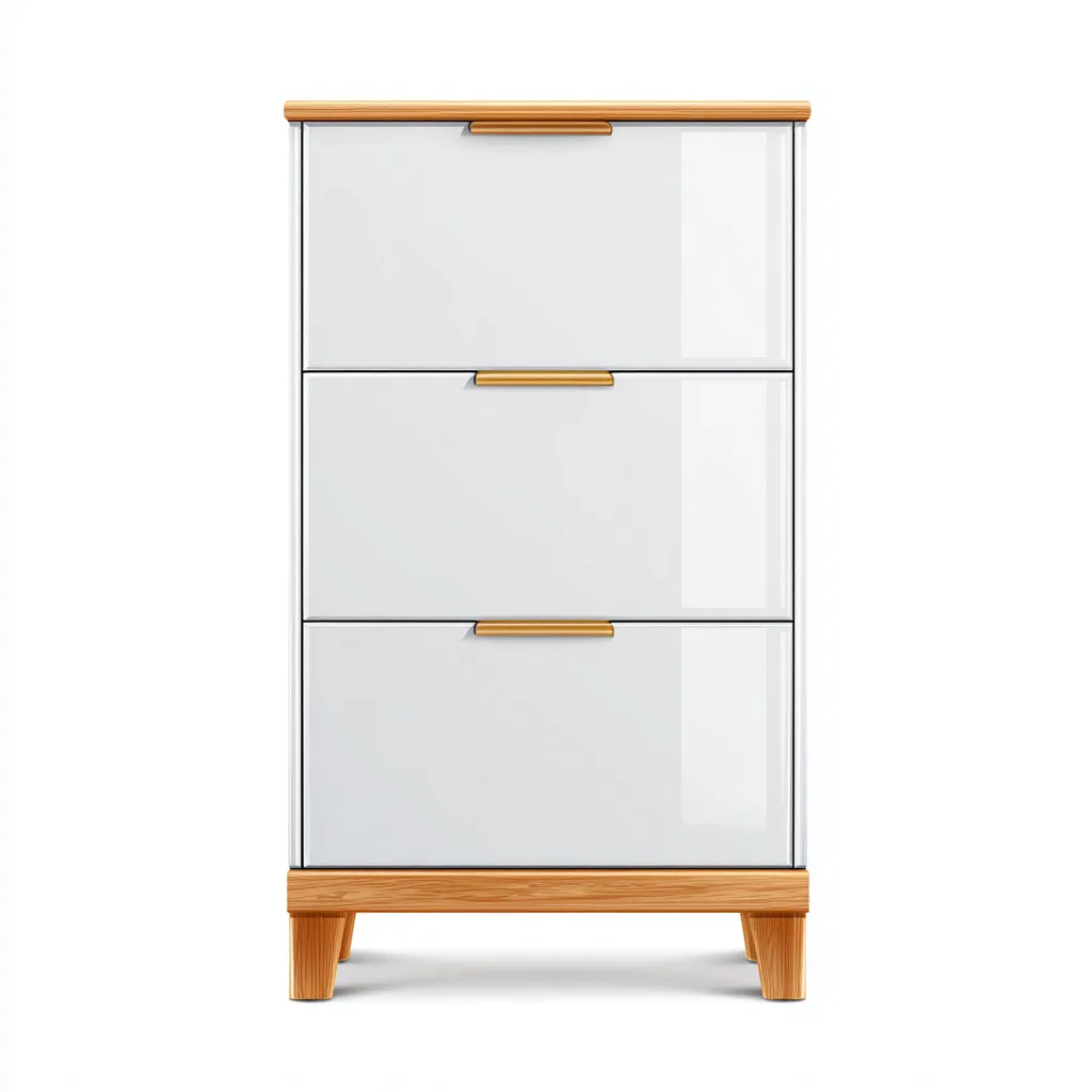 Schuhschrank 70x26x110 cm - MDF-Holz - Weiß-Natur - modernes Design mit Klappfächern-Warmthena