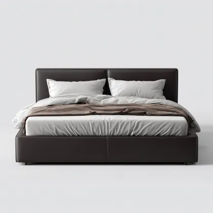 Doppelbett Kunstleder 200x160x105 cm - dunkelbraun - modern - mit gepolstertem Kopfteil und stabilem Rahmen-Warmthena