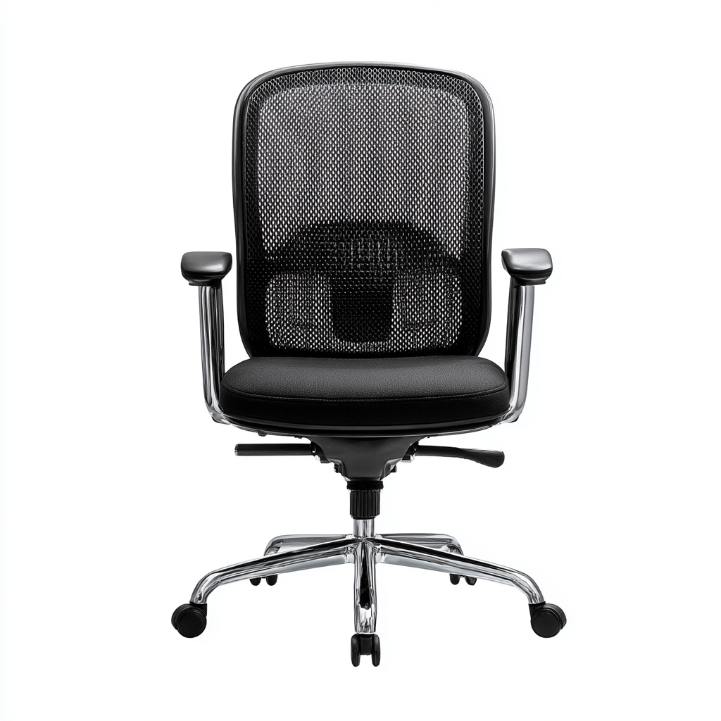 Bürostuhl aus Mesh und Metall 65x65x110 cm - schwarz - ergonomisches Design - mit Rollen-Warmthena